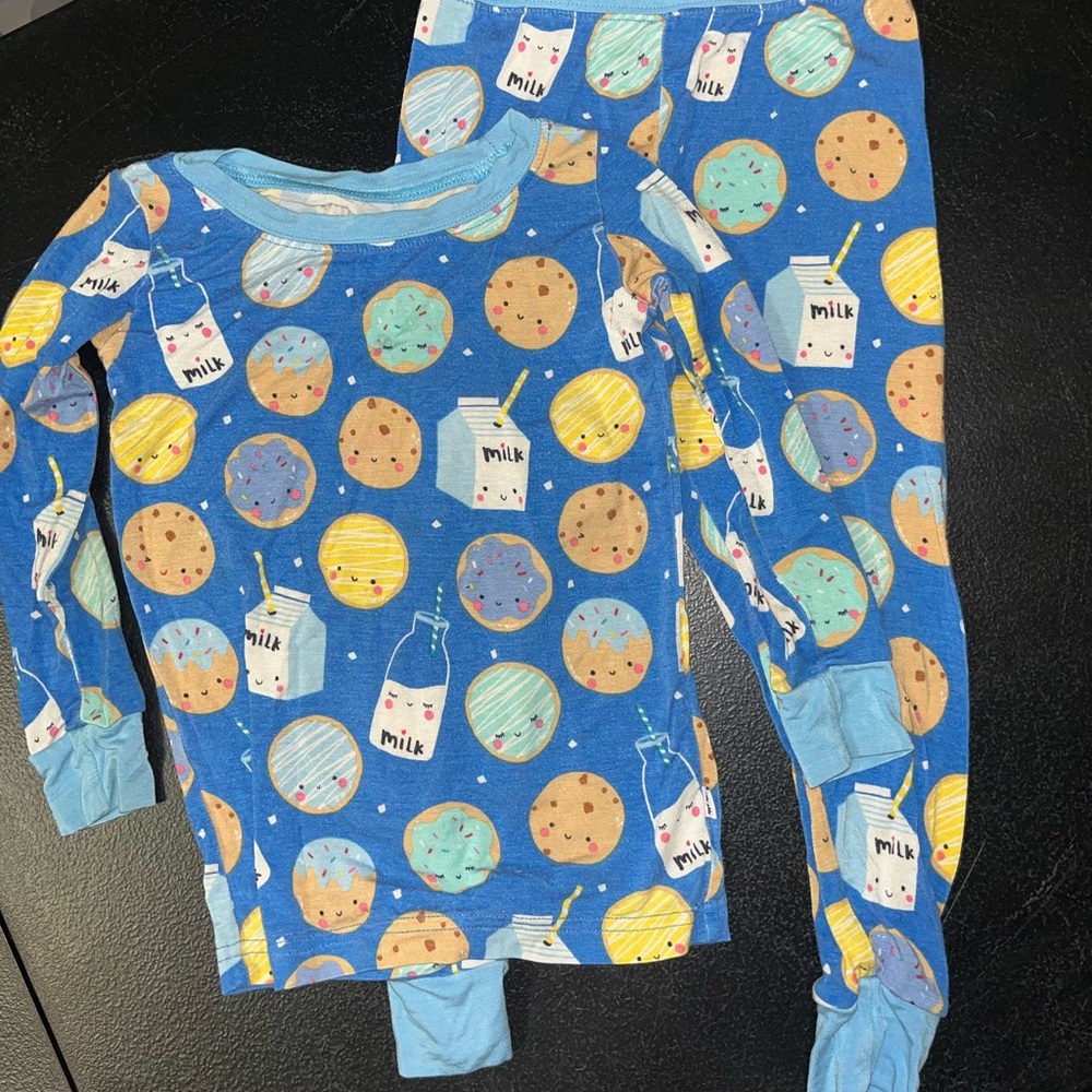 Little Sleepies blue milk and cookies long sleeve pajama set
